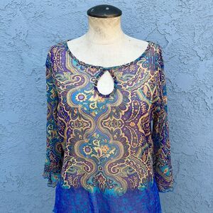 Womens Y2k Sheer Blouse in L/XL Paisley print club kid